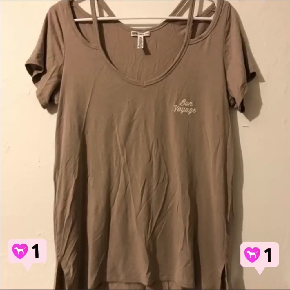 PINK oversized cute opened shoulder blouse